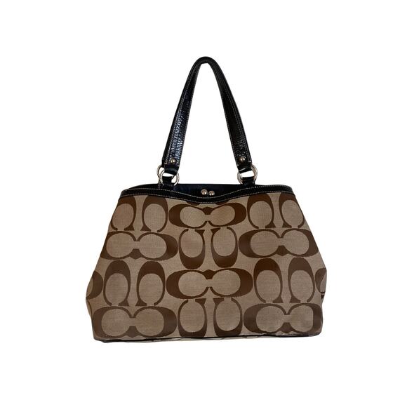 Gorgeous Coach Laura Signature Carryall Bag Tote Satchel Brown Khaki Laptop - Picture 8 of 8